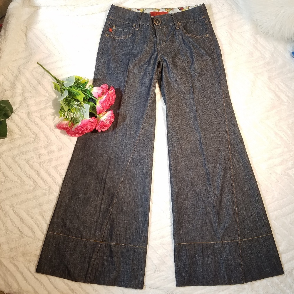 Anthro Level 99  Wide Flare Trouser Pant Jeans Wom